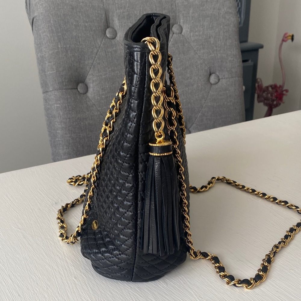 Bally Black Quilted Leather Shoulder Bag with Gold Chain - Picture 5 of 16